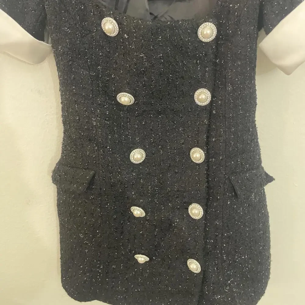 Retrofete Noreen Dress black tweed tweed size L NWT $478msrp - Picture 7 of 10